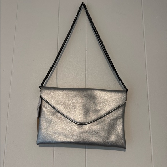J. Crew Silver Leather Shoulder Bag - Picture 1 of 7